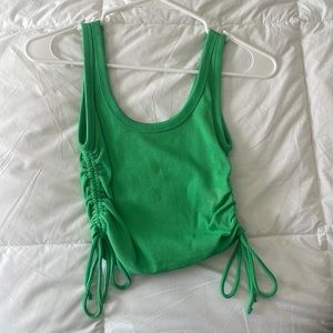 Green Scrunched Tank Top